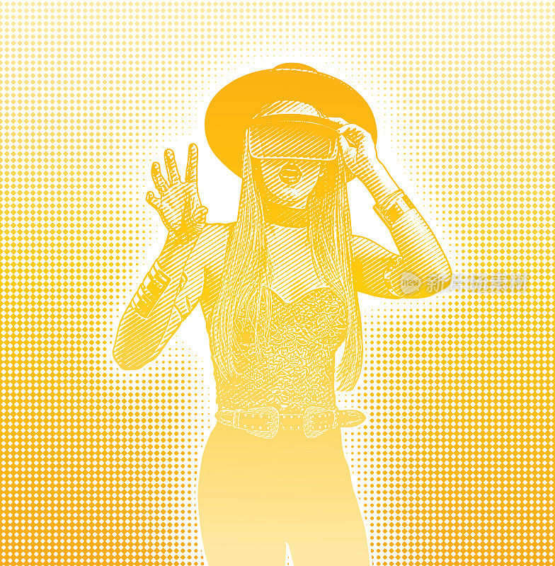 Fashionable young woman using virtual reality headset